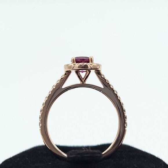 𝅺garnet diamond halo ring - Picture 6 of 17